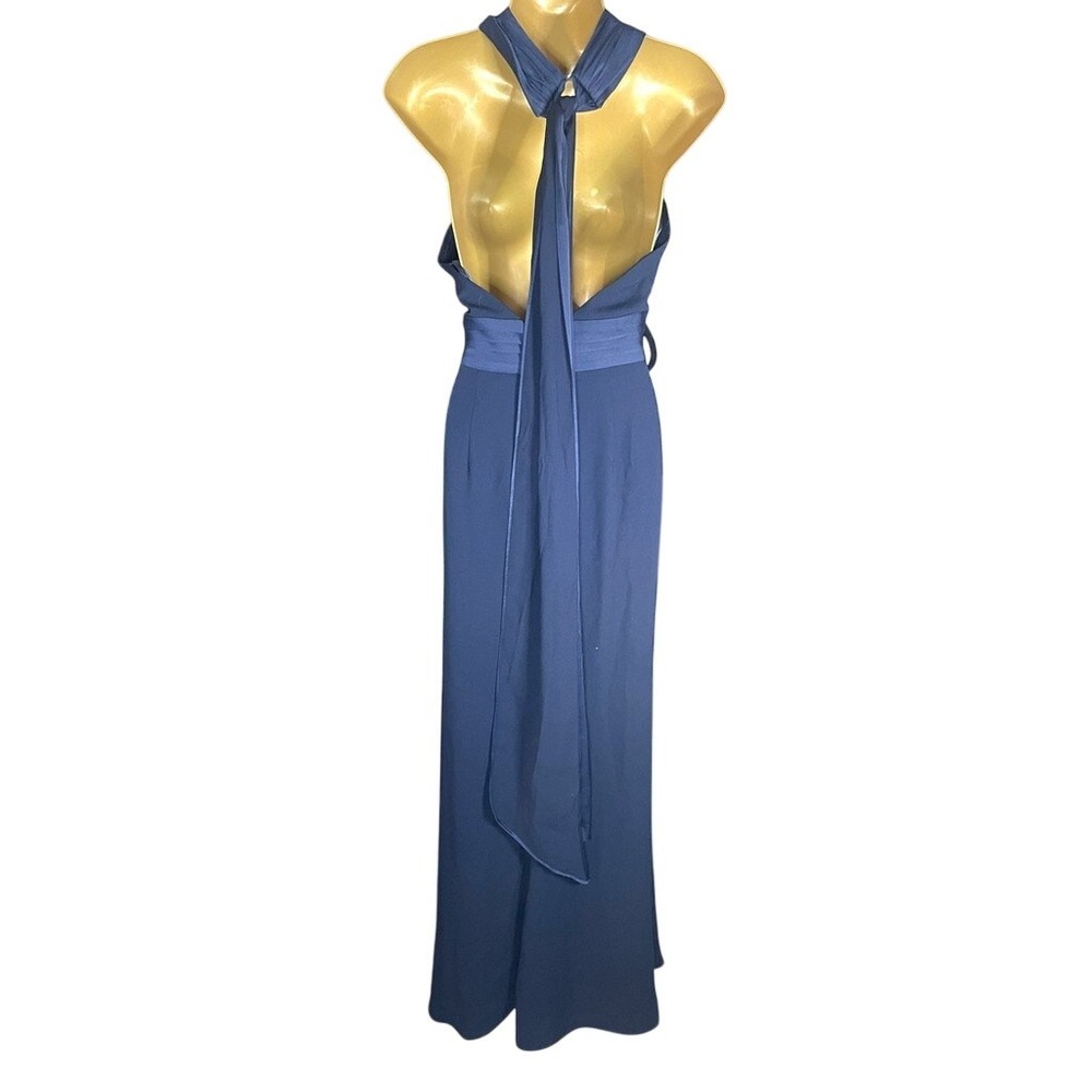 Eliza J Navy Halter Maxi Gown Formal Event Dress Classic Elegant Size 8 NWT - Picture 2 of 3